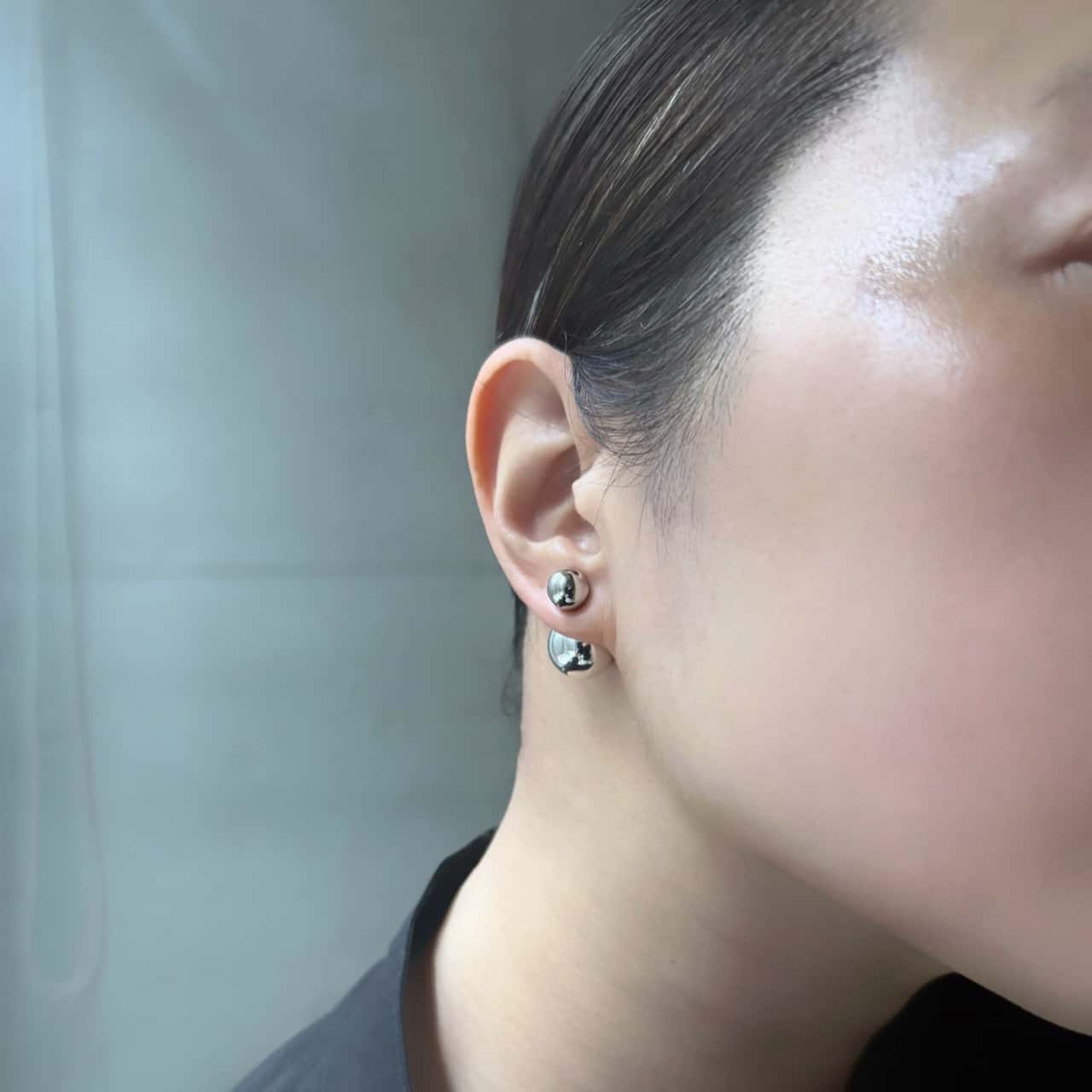 ネコポス配送 ダブルピアス ボールピアス メタルボール 8mm 14mm チタンピン シルバー WA04
