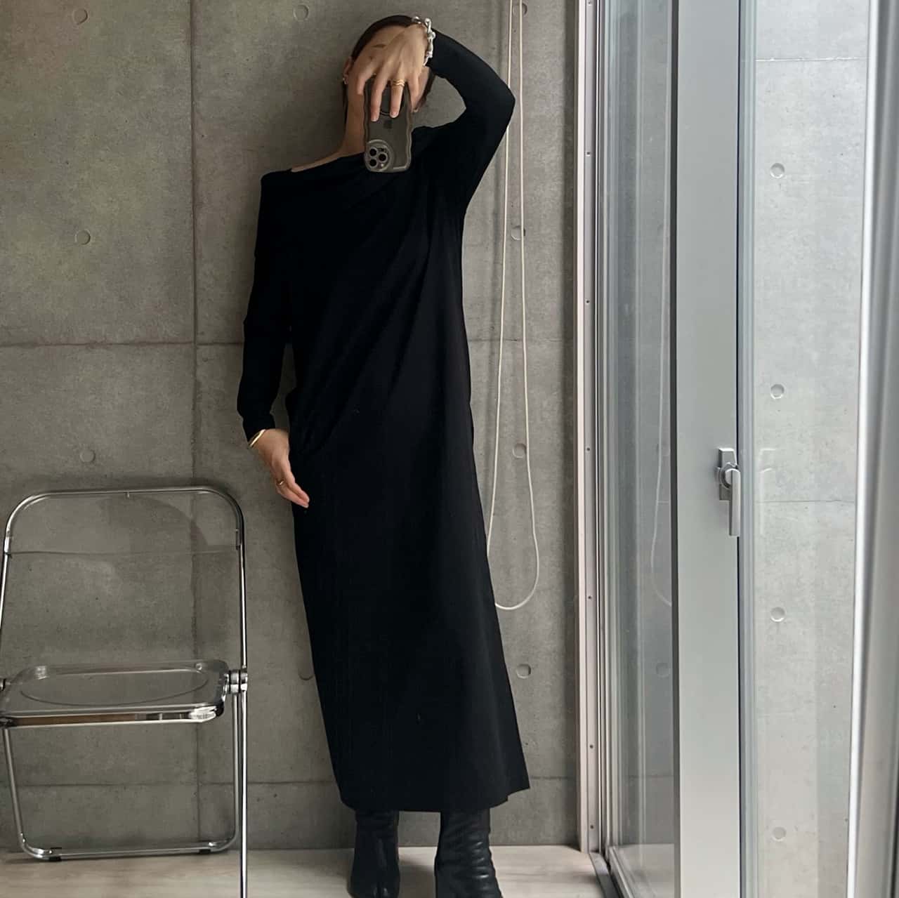 オフショル カット ワンピ