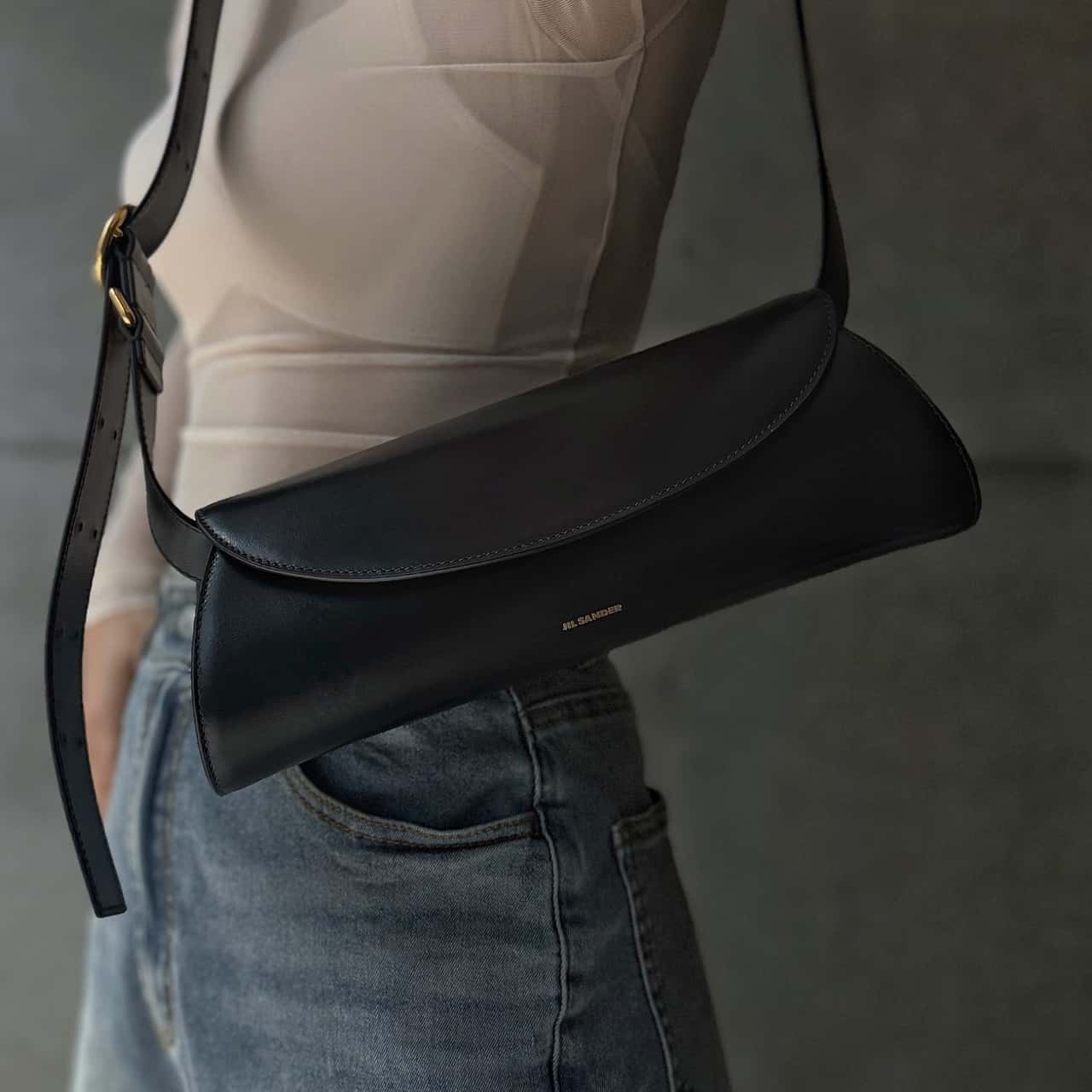 【訳あり】【アウトレット】ジルサンダー JIL SANDER ショルダーバッグ ブラック レディース CANNOLO SMALL カンノーロ【返品交換不可】