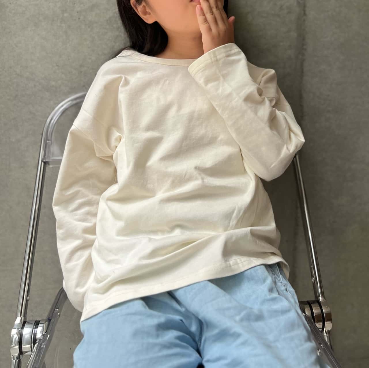 【春夏】 オーバーサイズ 長袖 Tシャツ 綿100% 無地 シンプル キッズ ベビー トップス 春 夏 80 90 100 110 子供服 男の子 女の子