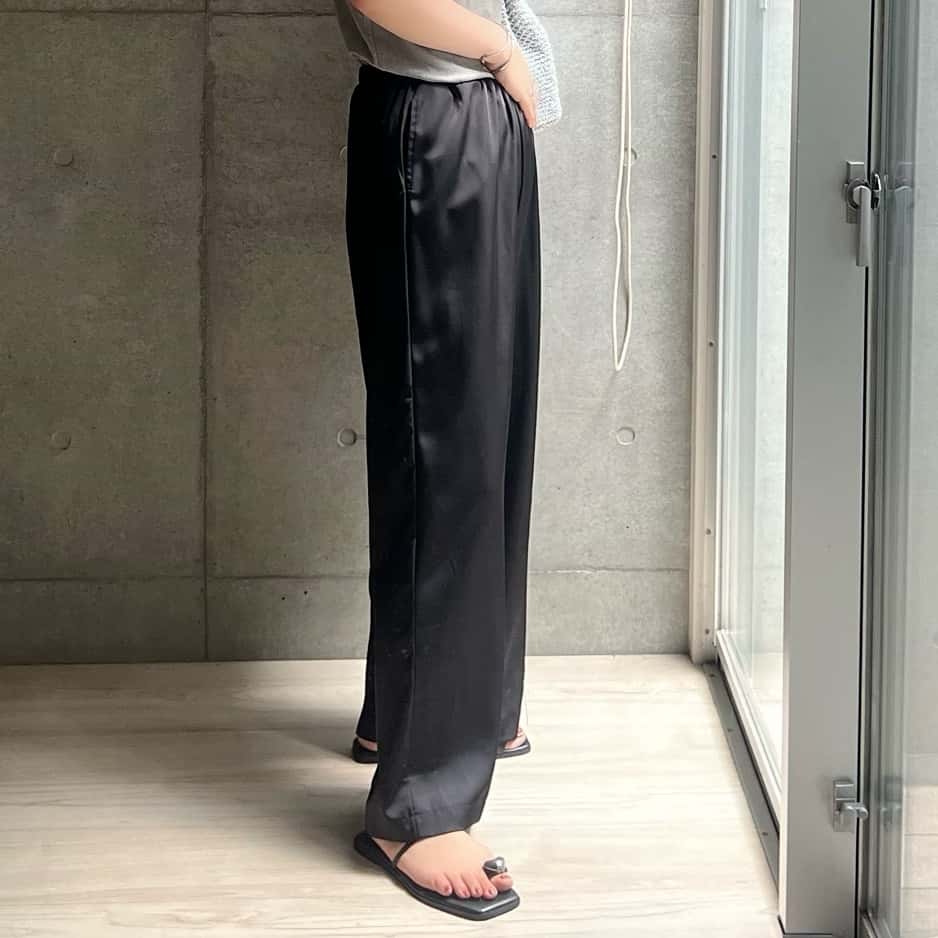 【期間限定：3,740円→3,199円！】 パンツ レディース ワイドパンツ サテンパンツ サテン きれいめ 涼しい 夏 イージーパンツ ウエストゴム 大きいサイズ 低身長 高身長 ワンマイルウェア ゆったり 体型カバー 【 サテンイージーワイドパンツ】 元祖冷感coolify