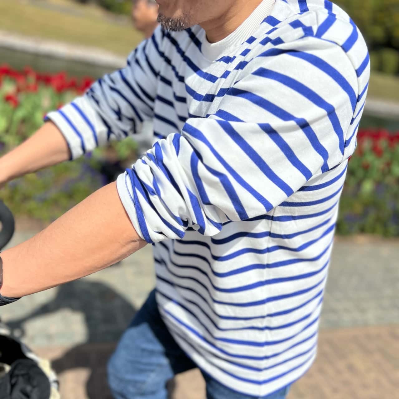 【OMNES】メンズ 10番単ボーダー長袖Tシャツ Mサイズ Lサイズ カットソー シンプル ボーダーTシャツ カジュアル トップス HAPTIC ハプティック オムクロ PURPLE LABEL オムネスパープルレーベル