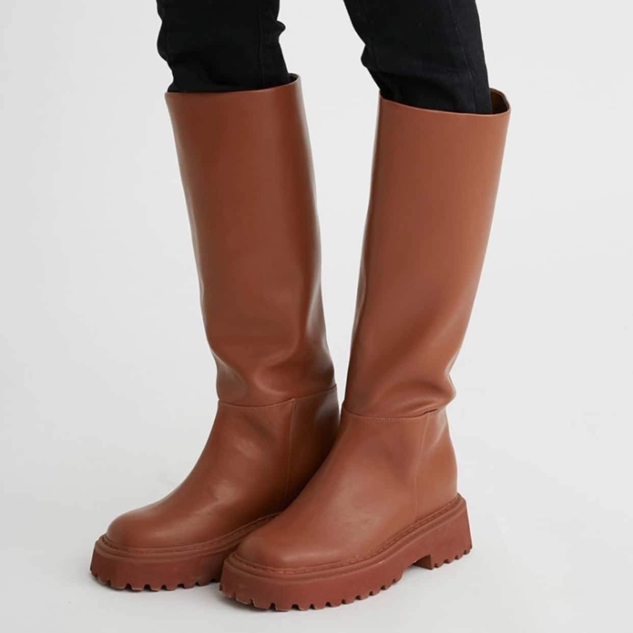 【SALE／50%OFF】Mila Owen インヒールトラックソールジョッキーブーツ ミラオーウェン シューズ ロングブーツ グレー ブラック ブラウン【送料無料】