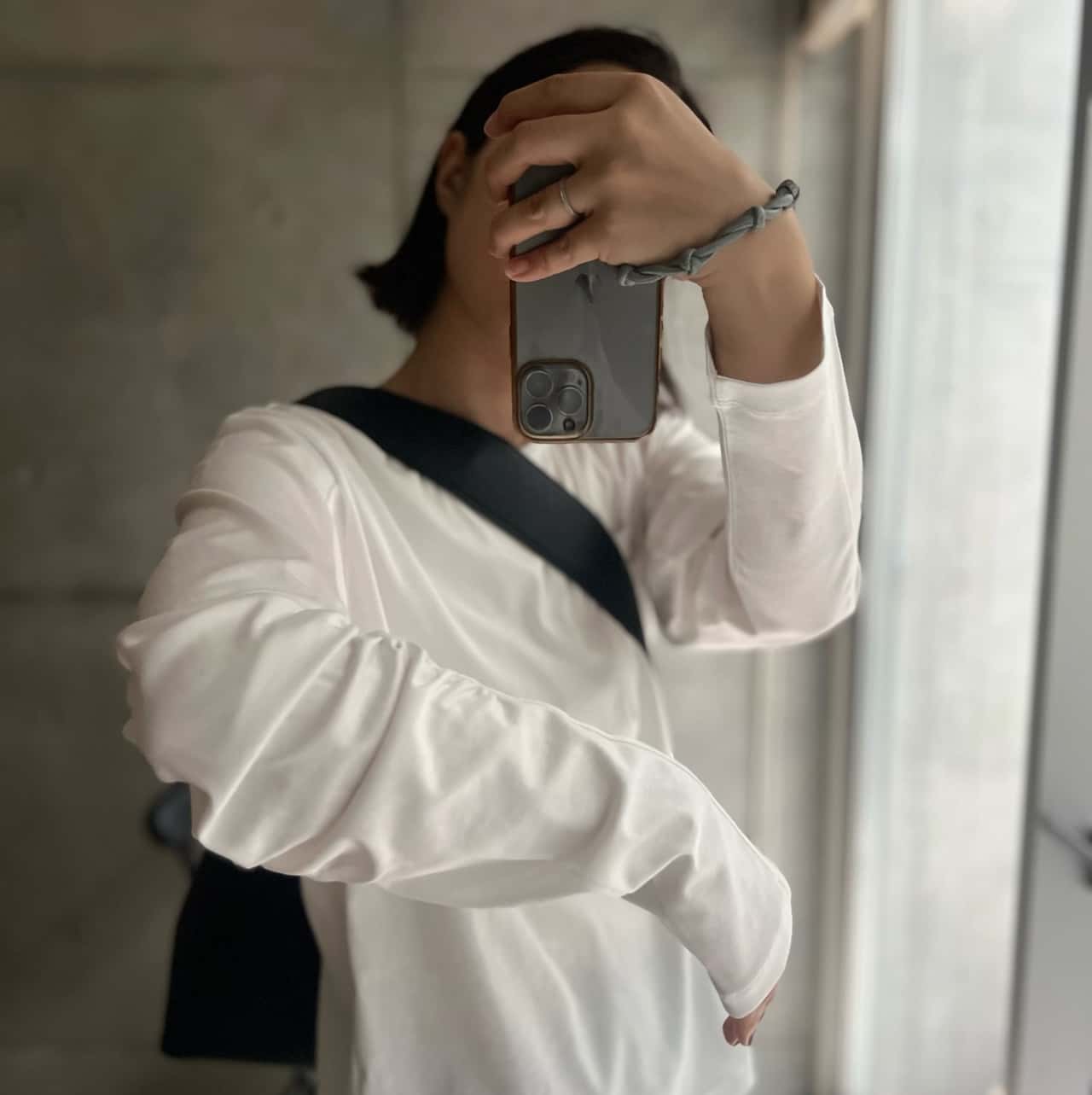 UVケア ギャザースリーブ 長袖Tシャツ マトンスリーブ シルケットスムス
