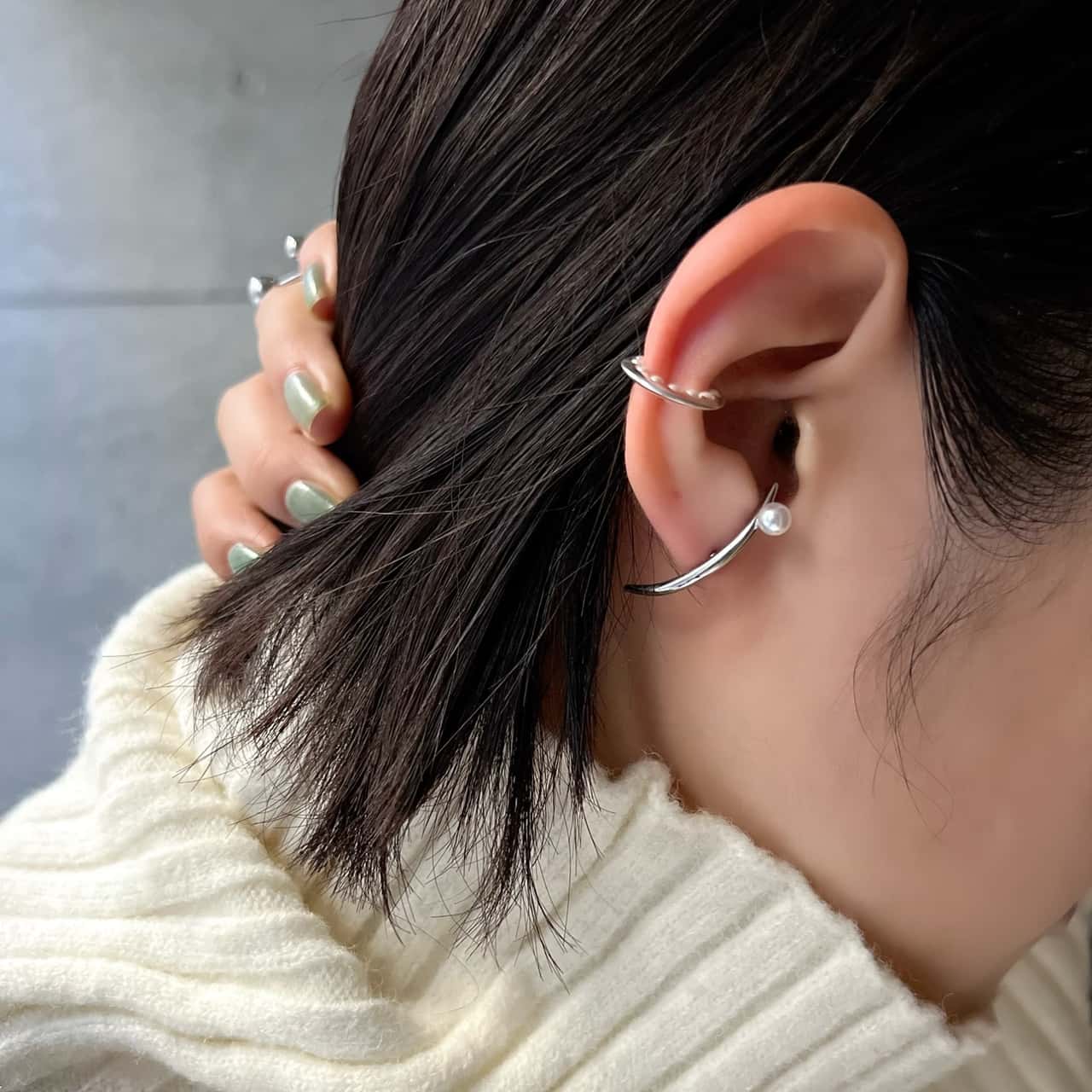 【最大35％OFFクーポン配布中】P330 ピアス アシンメトリー パール ピアスカフ サージカルステンレス 金属アレルギー対応 ギフト プレゼント シンプル オケージョン 入学式 卒業式 結婚式 Moon Arrow Pierce ジュエリー