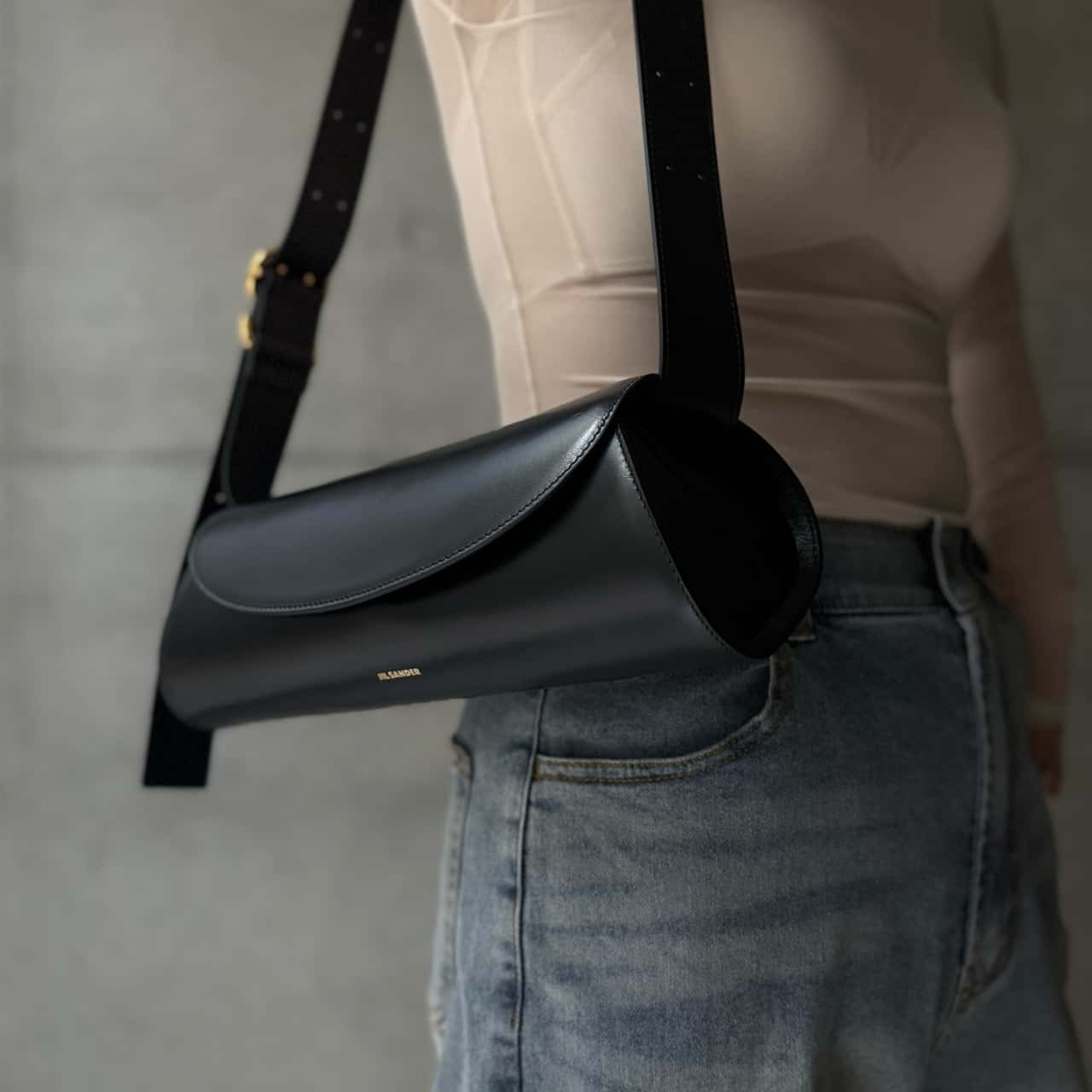 【訳あり】【アウトレット】ジルサンダー JIL SANDER ショルダーバッグ ブラック レディース CANNOLO SMALL カンノーロ【返品交換不可】