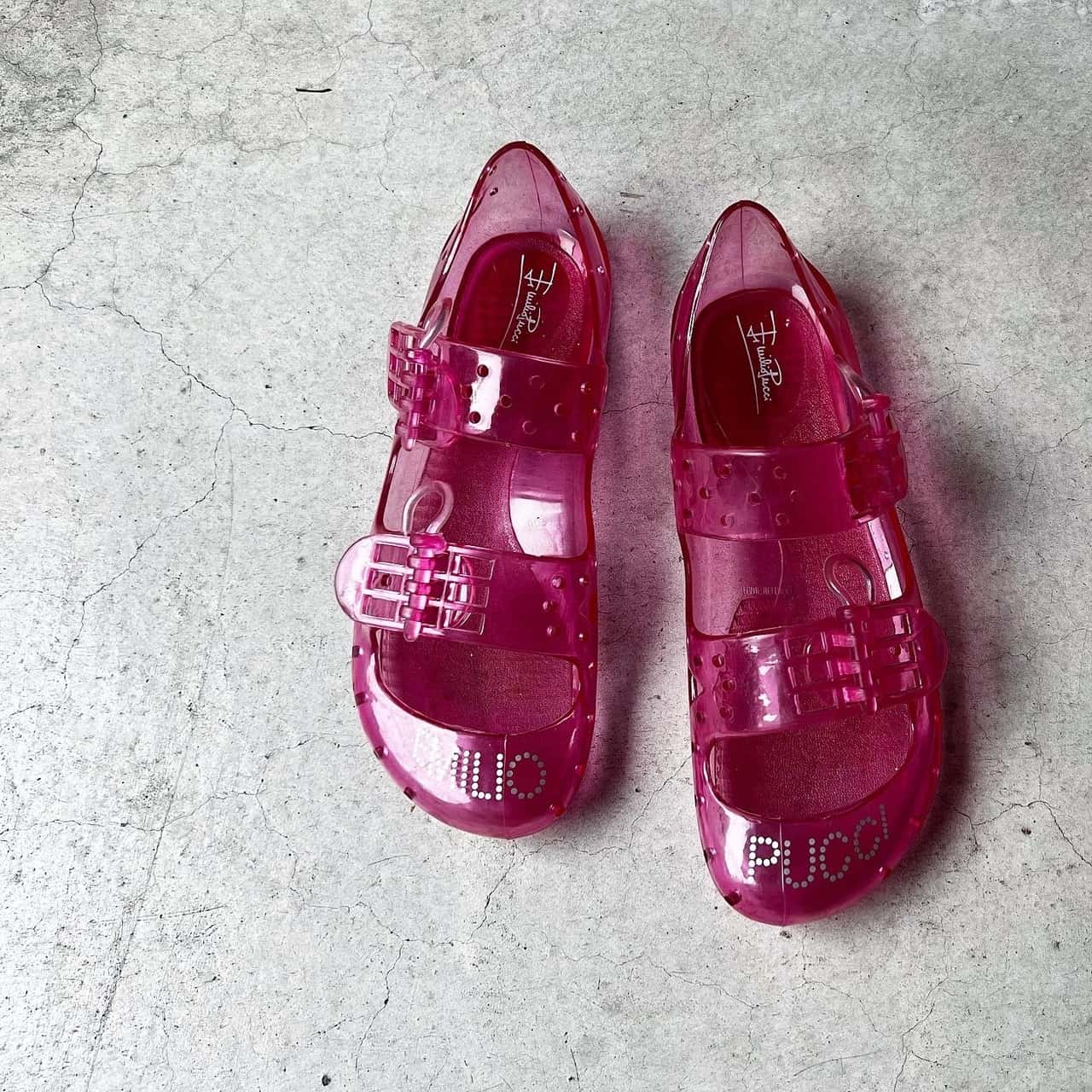 【中古】エミリオプッチ EMILIO PUCCI サンダル ラバー ロゴ ストラップ 35/36 クリア /C 夏 レディース 【ベクトル 古着】 211105