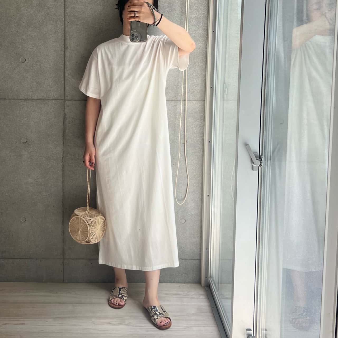 ワンピース 汗染み防止 UVカット 綿100％ / レディース ロングワンピース ロング丈 マキシワンピース マキシ丈 半袖 五分袖 ハイネック モックネック コットン Tシャツ 薄手 涼しい ゆったり 楽ちん 夏 【メール便可22】◆zootie（ズーティー）：汗しみない TEEワンピース