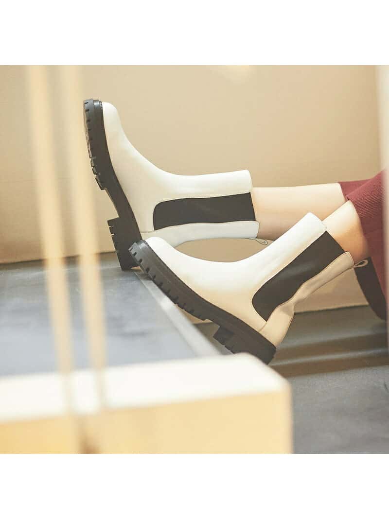 【SALE／20%OFF】トラックソール サイドゴアミドルブーツ Piche abahouse ピシェ アバハウス シューズ・靴 ブーツ ホワイト ブラック グレー【RBA_E】【送料無料】[Rakuten Fashion]