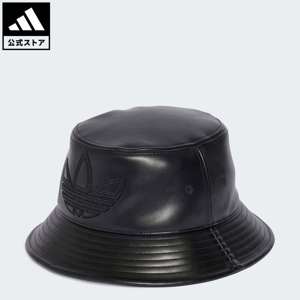 【公式】アディダス adidas 返品可 ライフスタイル アウトライン トレフォイル入りポリウレタン バケットハット オリジナルス ユニセックス アクセサリー 帽子 黒 ブラック IY4055