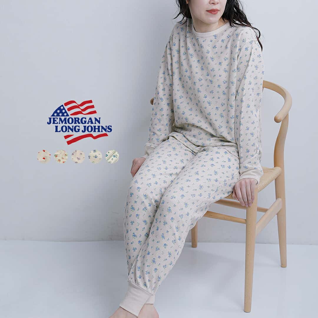 JEMORGAN LONG JOHNS ジェーイーモーガンロングジョーンズ サーマルプリント 巾着付き ルームウェア jed261001-2 レディース
