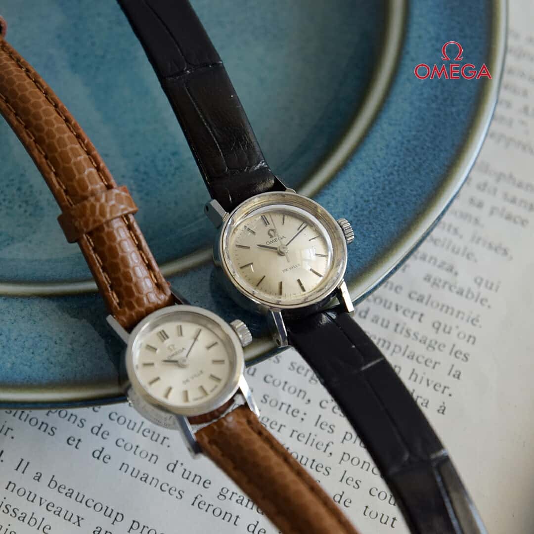 OMEGA オメガ カウレザー 型押しベルト ステンレス ヴィンテージ ウォッチ ks-675-968 レディース