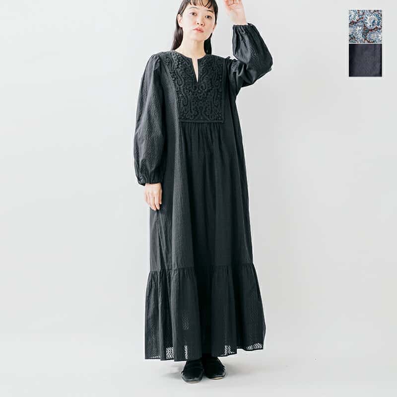 ne Quittez pas ヌキテパ コットン レース ヨーク ドレス “Cotton Organza Paisley Dance / Cotton Jacquard Lace Yoke Dress” 010452wg5-wj2 レディース【☆】【クーポン対象】