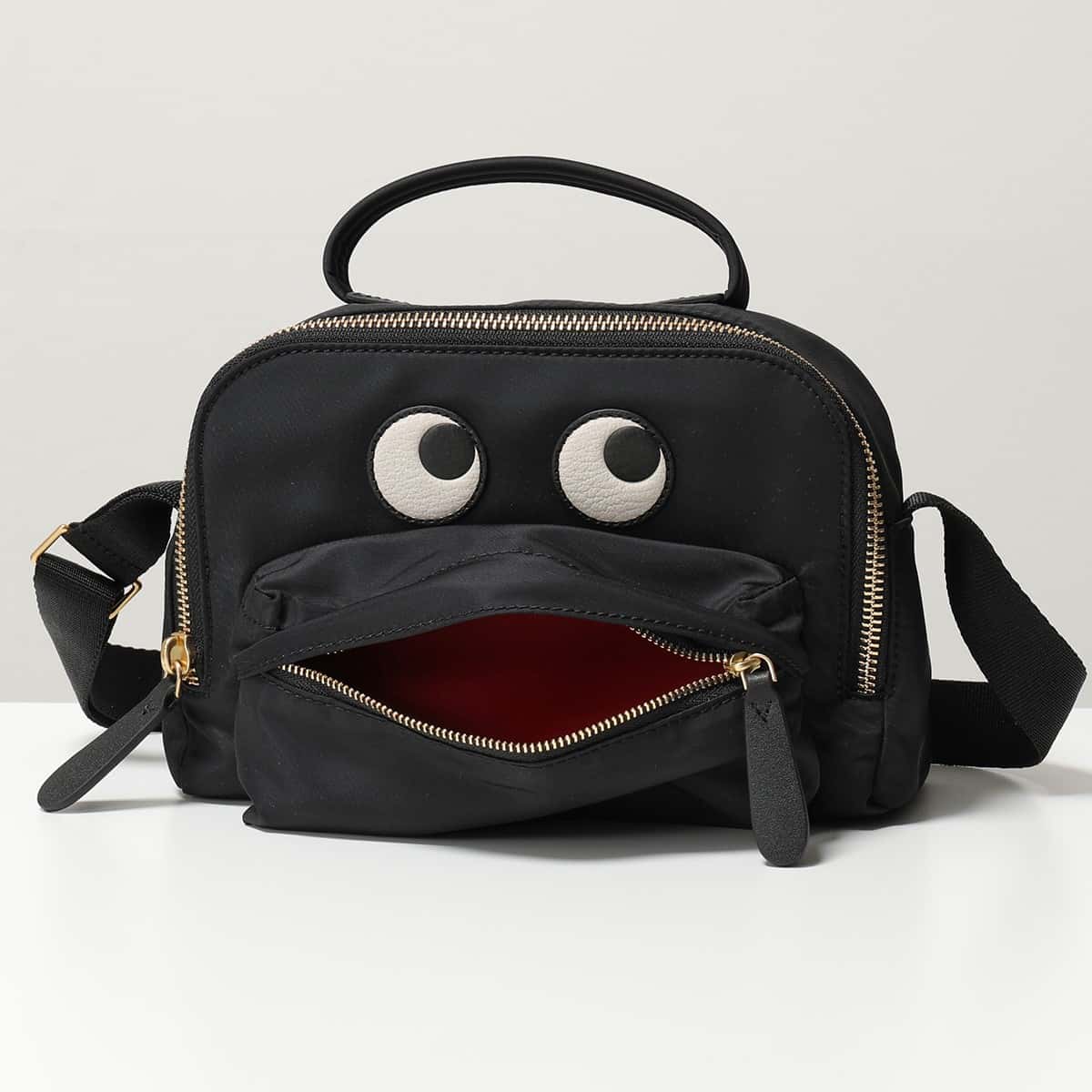 ANYA HINDMARCH アニヤハインドマーチ 152969 Crossbody Pouch Eyes クロスボディ ポーチ アイズ ナイロン ショルダーバッグ ポシェット Black 鞄 レディース