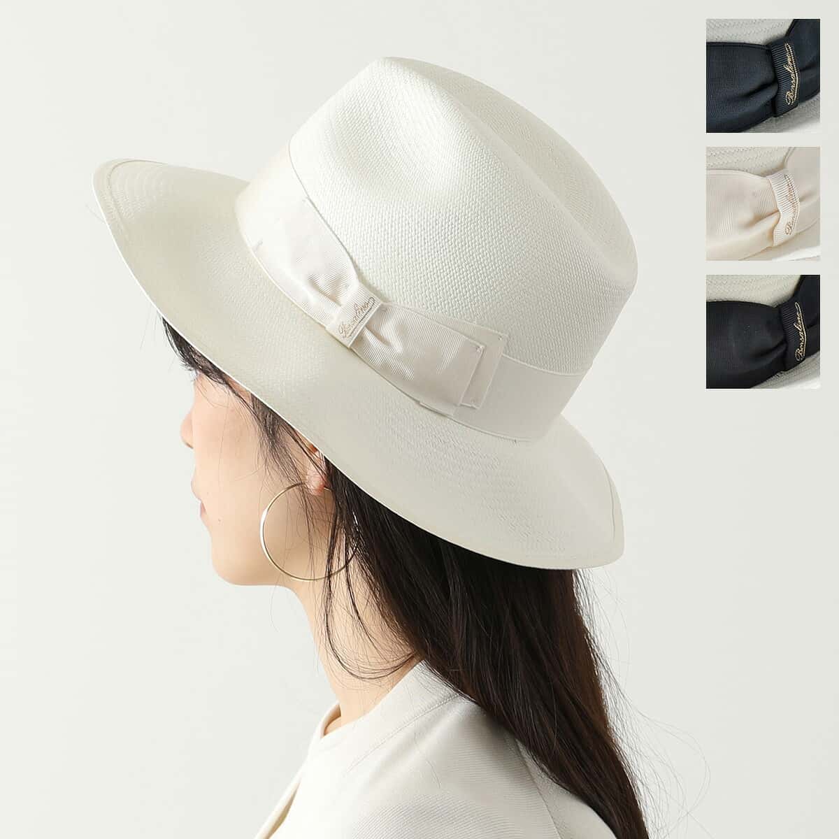 Borsalino ボルサリーノ パナマハット Amedeo Panama fine アメデオ パナマ ファイン 140340 レディース 中折れハット つば広 リボン付き 帽子 カラー3色