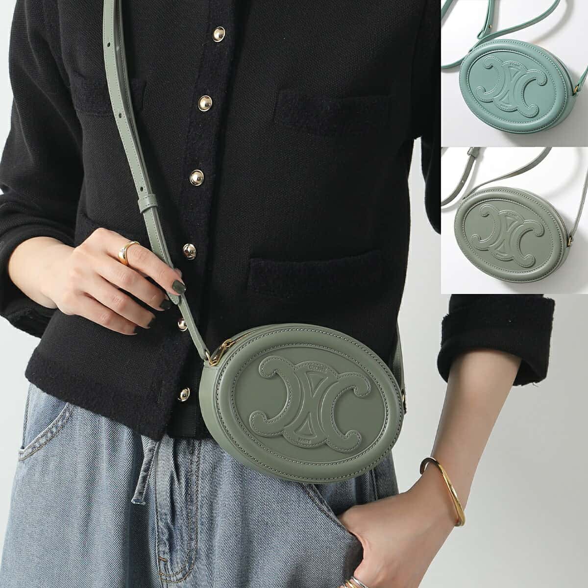 CELINE セリーヌ ショルダーバッグ Oval Purse オーバルパース 10I703DPQ.24OU 29IM 31LA レディース キュイル トリオンフ クロスボディ レザー 鞄 カラー3色