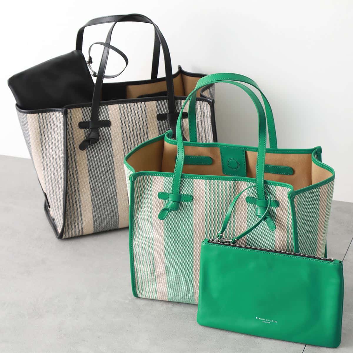 GIANNI CHIARINI ジャンニキアリーニ トートバッグ MARCELLA M マルチェッラ BS 6850 ALCT レディース ストライプ 鞄 カラー2色