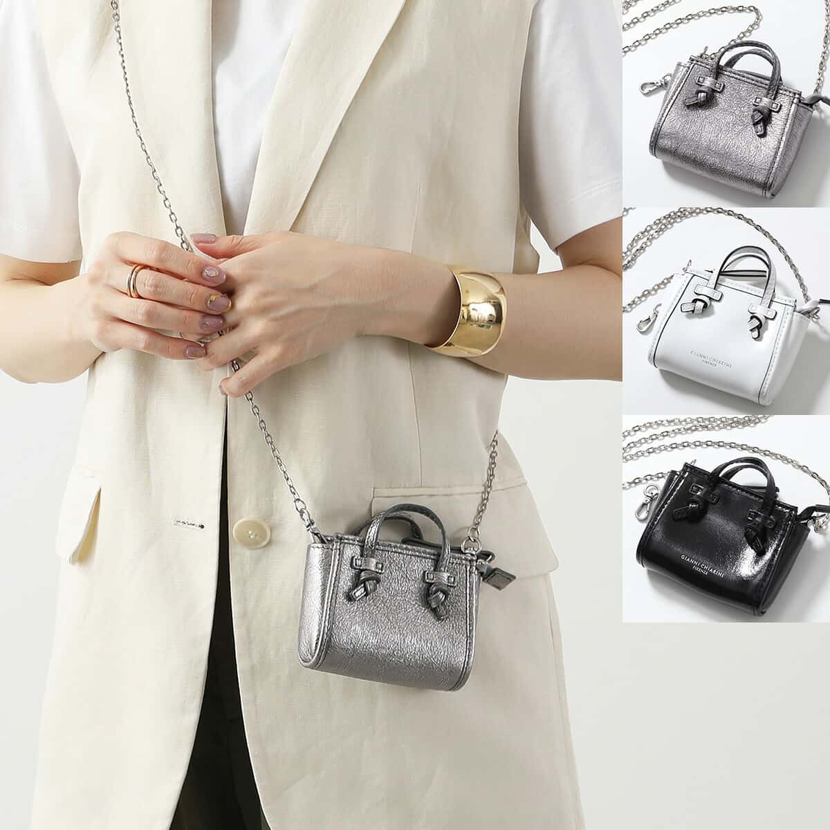 GIANNI CHIARINI ジャンニキアリーニ マイクロバッグ MICRO MARCELLA マルチェッラ BSM 8360 レディース レザー チェーン 鞄 3色