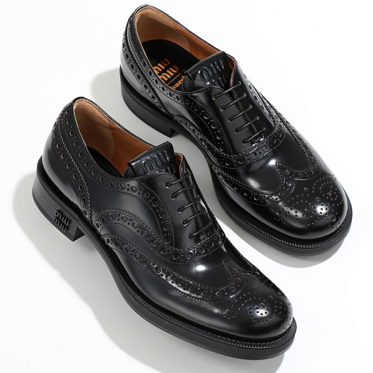 Church's×Miu Miu チャーチ ミュウミュウ レザーシューズ 5E038E 055 レディース オックスフォード ブローグシューズ 靴 F0002/NERO