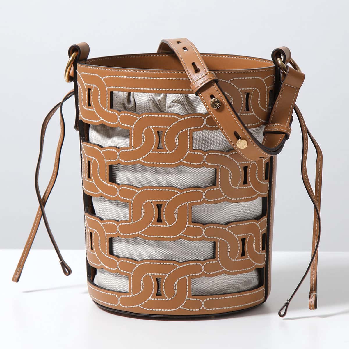 TODS トッズ ショルダーバッグ KTE ケイト XBWKTEK0200ROR レディース バケットバッグ ハンドバッグ レザー×キャンバス 鞄 S410