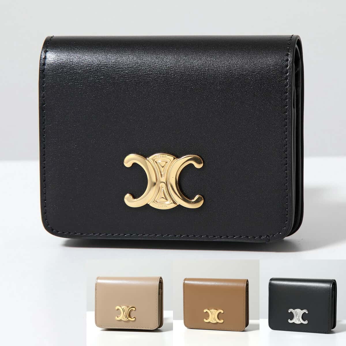 CELINE セリーヌ 二つ折り財布 TRIOMPHE COMPACT WALLET トリオンフ 10K623DPV.38NO 10K623DPV.18BU 10K623DPV.38DI 10K623DPV.03CP レディース カラー4色