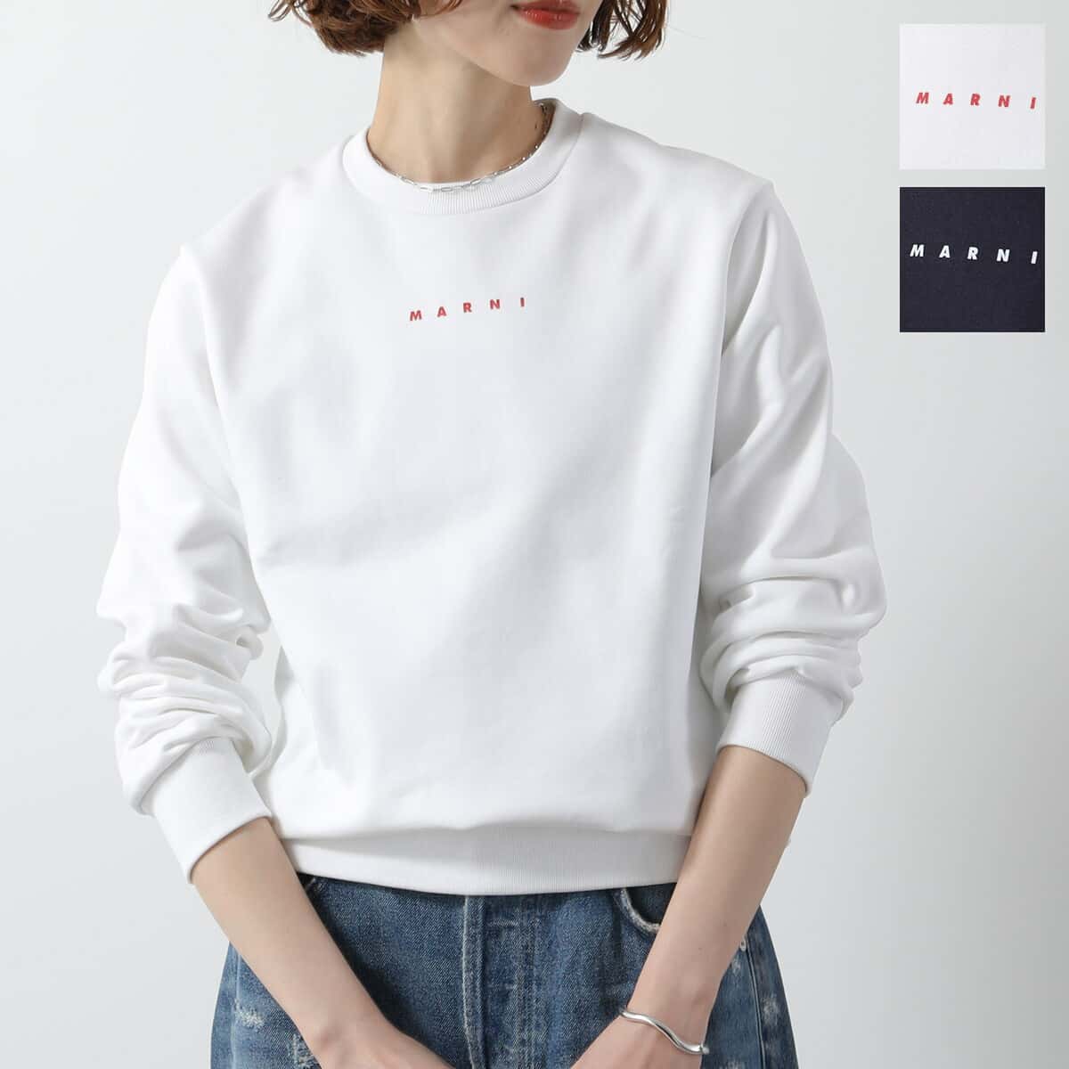 MARNI KIDS マルニ キッズ トレーナー M01408 M00V0 レディース ガールズ スウェット 長袖 クルーネック コットン ロゴ カラー2色