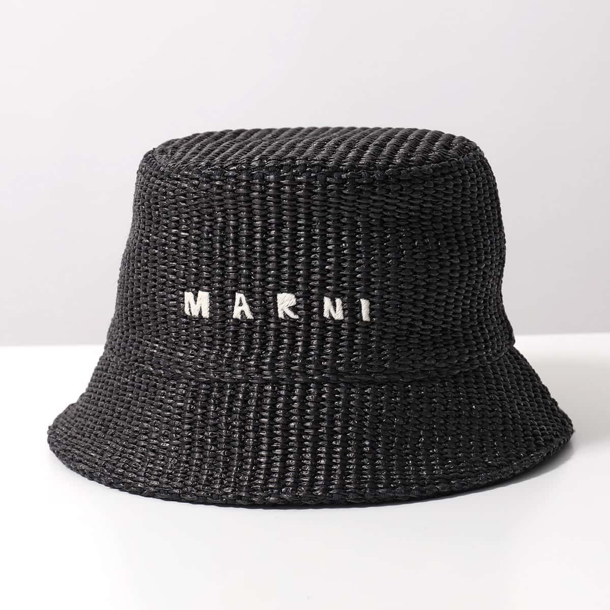 MARNI マルニ バケットハット CLMC0067S1 UAC004 メンズ ロゴ刺繍 フェイクラフィア コットン×ナイロン 帽子 CLMC0067S1UAC00400N99