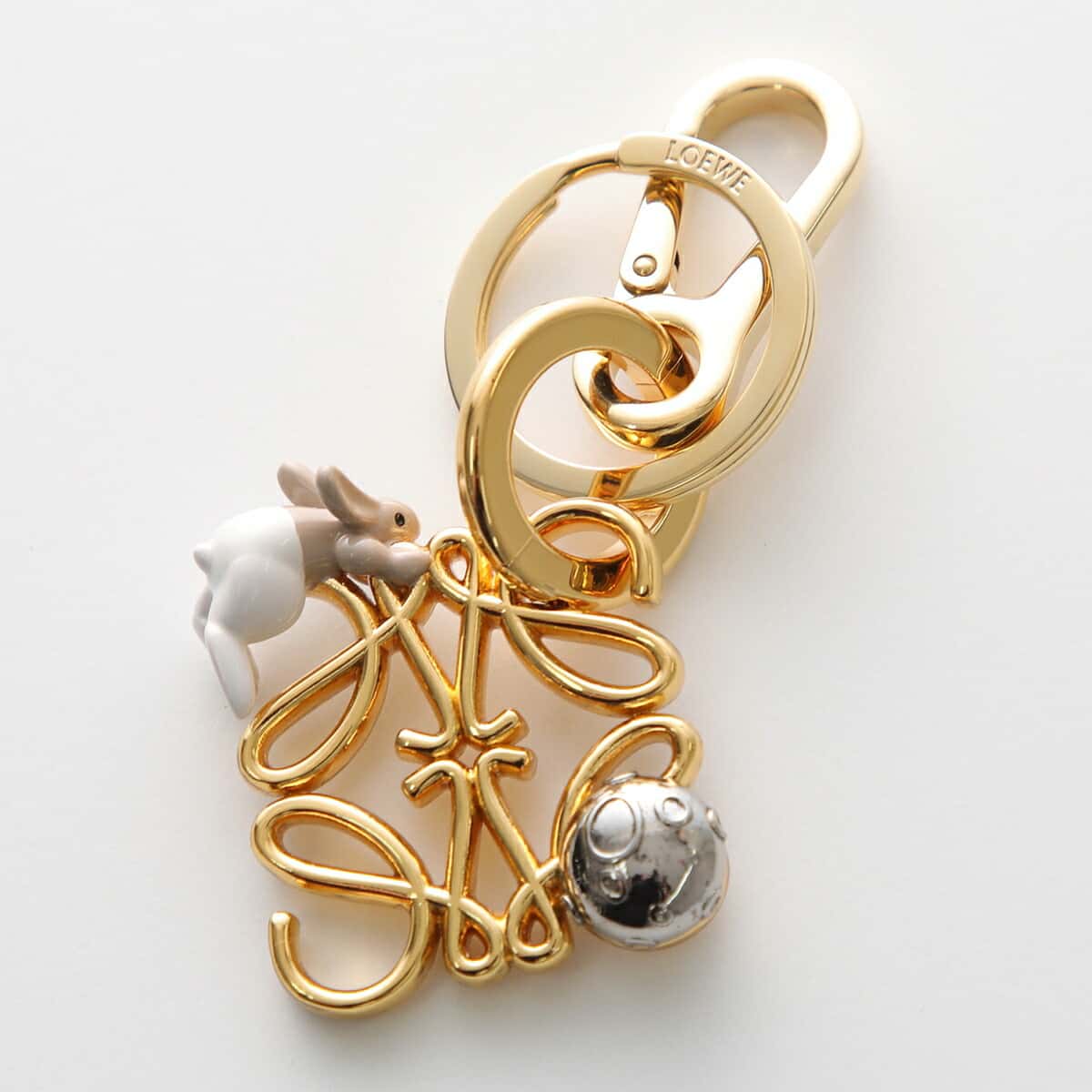 LOEWE ロエベ キーリング ANAGRAM CHARM BUNNY アナグラム チャーム バニー C621232XJY レディース ウサギ 月 ムーン フック付き キーホルダー バッグチャーム アニマル 1019