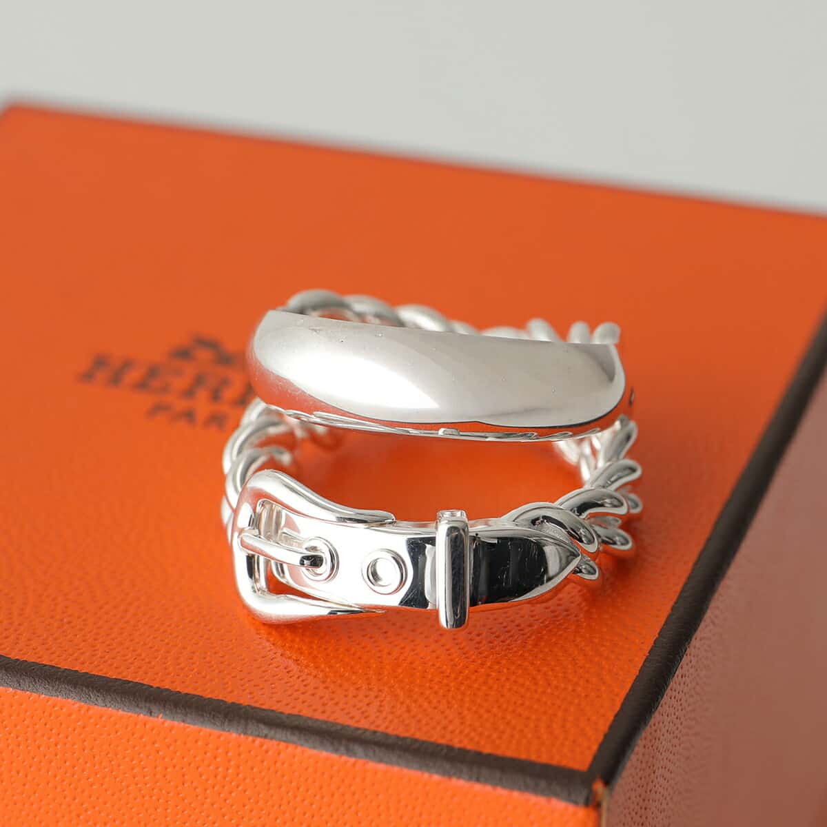 HERMES エルメス リング ブックル セリエ アンフレキシブル Boucle Sellier Inflexible GM H125651B レディース グルメットチェーン バックル 指輪 アクセサリー silver925 SILVER