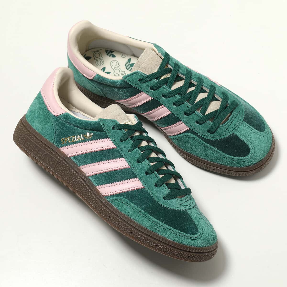 adidas Originals アディダスオリジナルス スニーカー HANDBALL SPEZIAL W ハンドボール スペツィアル JI2648 レディース レザー スエード ベルベット ローカット ロゴ シューズ 靴 CGREEN/CLPINK