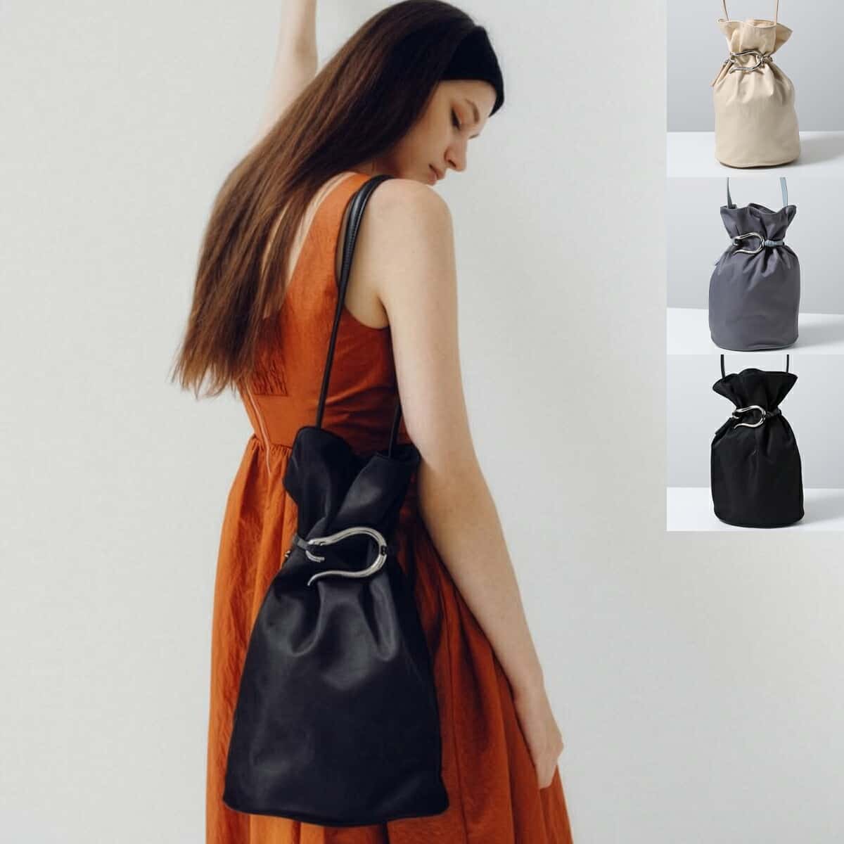 LE VERNIS ル・ベルニ ハンドバッグ Poire bukcket bag M ポワール バケット 254-210508 レディース ナイロン 巾着バッグ 鞄 カラー3色