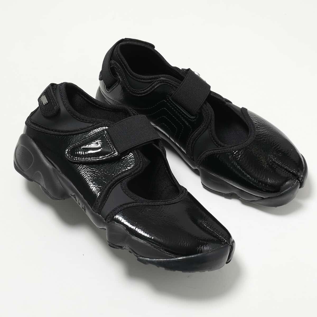 NIKE ナイキ スニーカー AIR RIFT エアリフト IB8954-001 レディース ローカット 足袋 軽量 エナメル 2.5cm シューズ 靴 BLACK/METALLIC-SILVER
