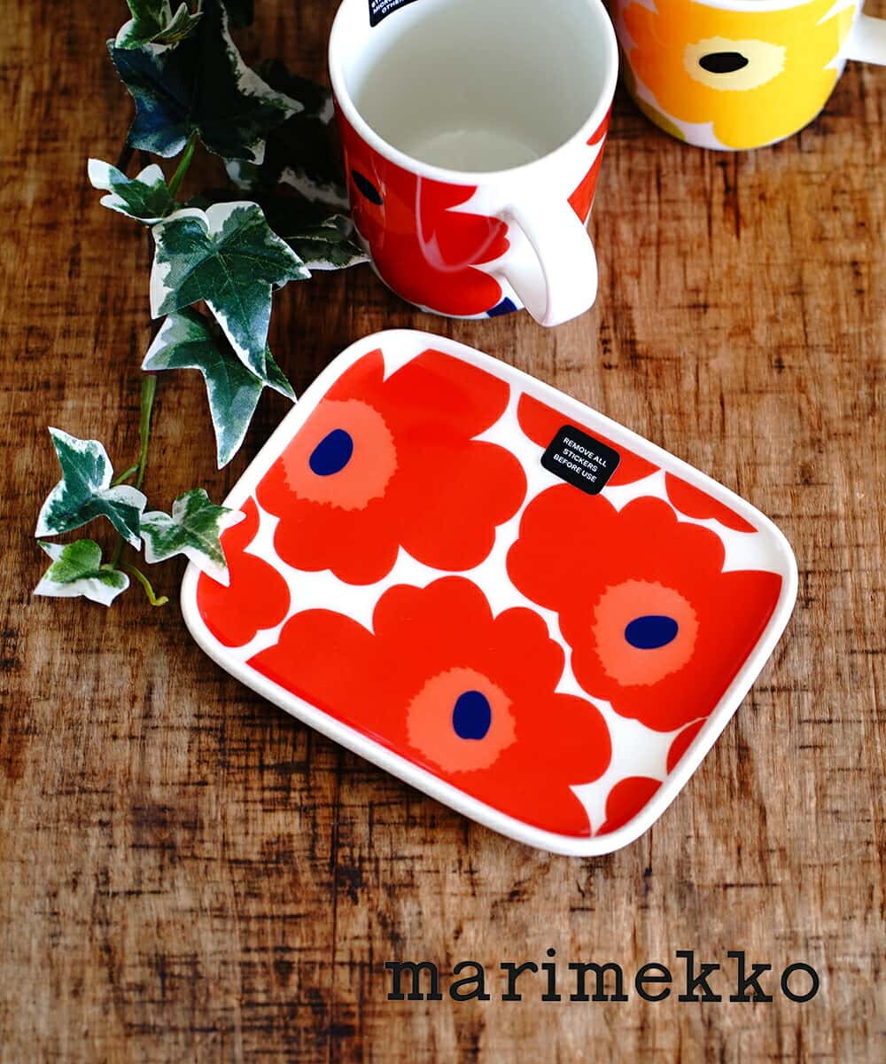 【20%OFF】【LINEクーポン有】マリメッコ marimekko ウニッコ柄 スクエアプレート 角皿 UNIKKO PALATE 15×12CM・5263163436-0062301(レディース)(1F-W)