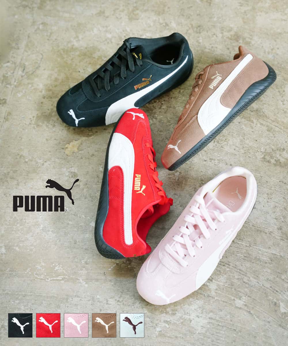 【20%OFF】【LINEクーポン有】【2026年春夏新作】プーマ PUMA スニーカー スピードキャット 靴 シューズ 薄底 ローカット スウェード レトロ 人気 トレンド かわいい・398846-0122601(レディース)(B-3)