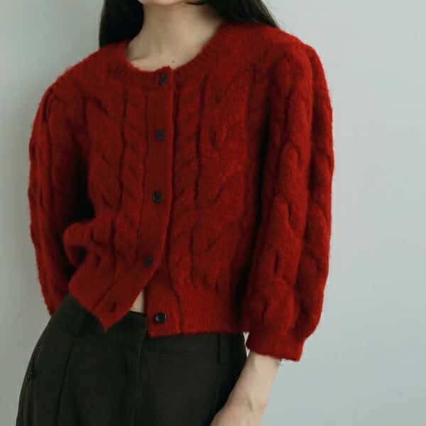 【SALE】【セール】【30%オフ】【即納】ànuke アンヌーク anuke2025fw 2025Fall/Winter 秋冬Halfsleeve Cable Cardigan ハーフスリーブケーブルカーディガン 62520513 船曳ひろみ【2025FW新作】≪10月10日入荷≫
