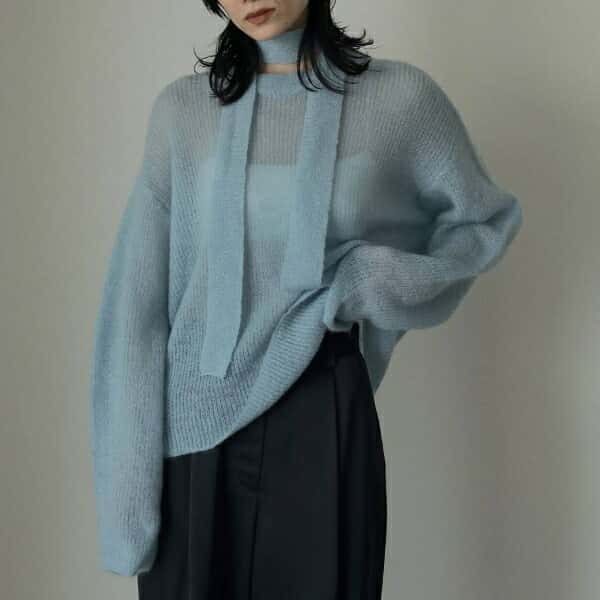 【即納】ànuke アンヌーク anukeMohair Ribbontie Knit モヘヤリボンタイニット モヘア 62520517 船曳ひろみ