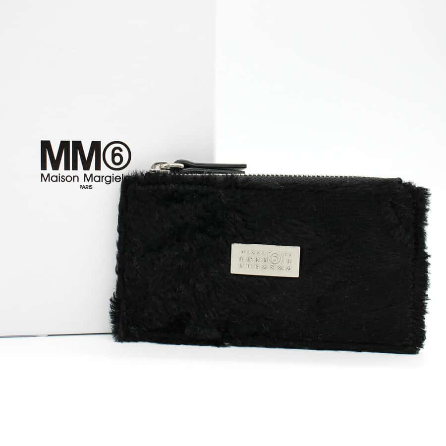 【スーパーセール】エムエムシックスメゾンマルジェラ (SA5UI0016 P7177) MM6 MAISON MARGIELA コインケース カードケース フラグメントケース ミニ財布 財布 ブラック エコファー ウォレット Numeric T8013 BLACK ユニセックス レディース メンズ プレゼント ギフト