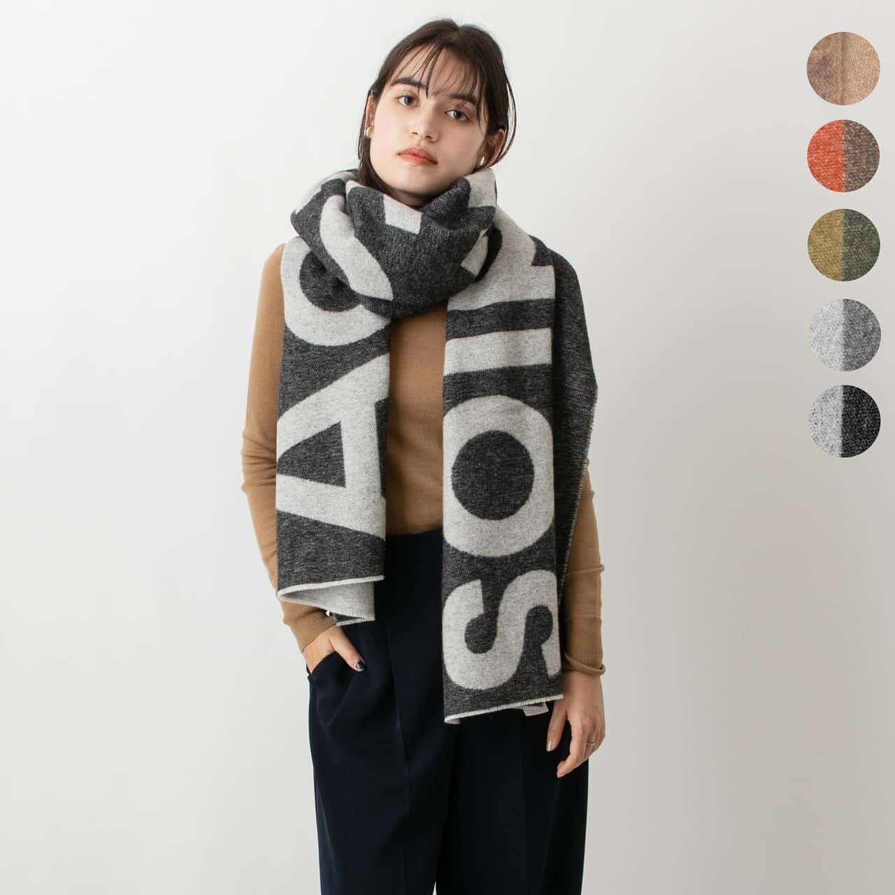 アクネ ストゥディオズ ACNE STUDIOS リバーシブルマフラー（中判ストール） JACQUARD LOGO SCARF FN-UX-SCAR000125 CA0104 [全5色]【バレンタイン】