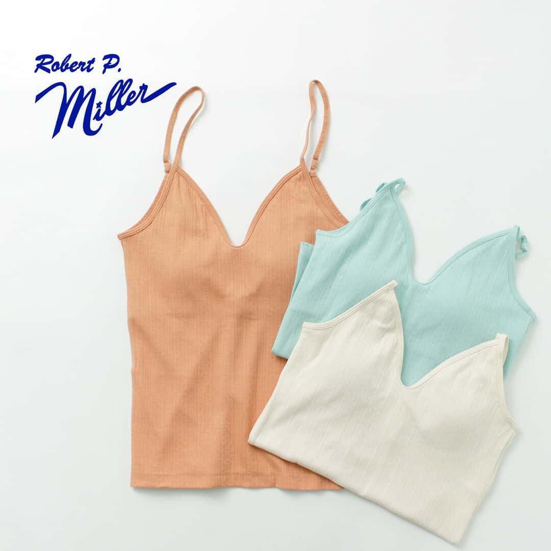 【セール品まとめ買いクーポン対象】【30%OFF】ROBERT P.MILLER（ロバートピーミラー） ダブルパネルリブ キャミ / ブラトップ キャミソール カップ付き インナー 下着 綿100％ コットン アジャスター Double prib Cami【セール】