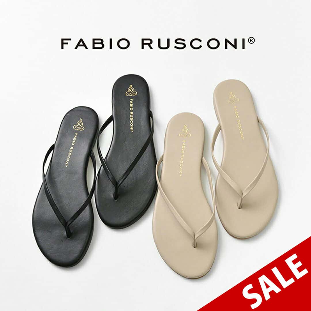 【50％OFF】FABIO RUSCONI（ファビオルスコーニ） レザー ビーチ サンダル / レディース / トングサンダル / リゾート / ローヒール フラット / VULCANO【セール】