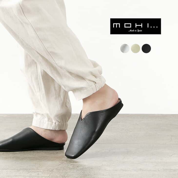 【50％OFF】MOHI（モヒ） レザー スクエアスリッパ / シューズ / レディース / バブーシュ / パンプス / スクエアトゥ / GU1-190091-SO / GU1 1001【セール】
