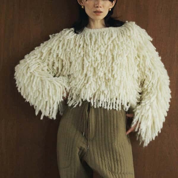 【SALE20%OFF】 【即納】 アンヌーク anuke 2024FallWinter トップス Loop Fringe Knit ループフリンジニット ショート丈 長袖 24秋冬 62420514