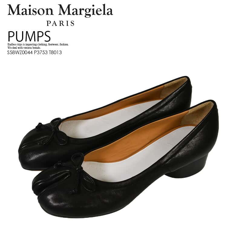 【希少! 大人気!】Maison Margiela (メゾン マルジェラ) WOMENS TABI BALLERINA PUMPS (ウィメンズ タビ バレリーナ パンプス) 足袋 レディース シューズ 靴 本革 イタリア製 黒 BLACK (ブラック) S58WZ0044 P3753 T8013