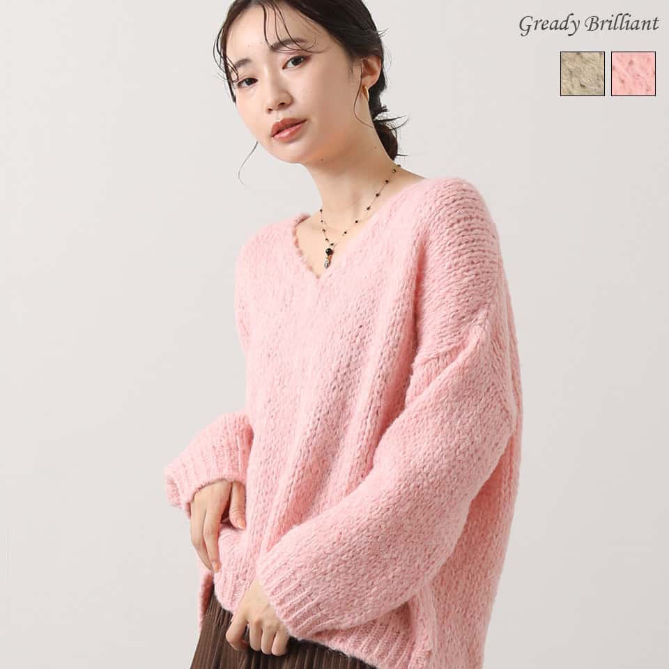 【本日限定スペシャルクーポン配布中！】《スーパーSALE特別価格》【SALE 30%OFF】グレディブリリアン TRICOTSーVネックニット/ Gready Brilliant