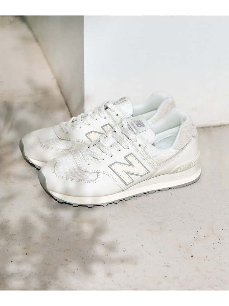 【別注】＜New Balance＞574 スニーカー(22.5~25cm) UNITED ARROWS green label relaxing ユナイテッドアローズ グリーンレーベルリラクシング シューズ・靴 スニーカー ホワイト【送料無料】[Rakuten Fashion]