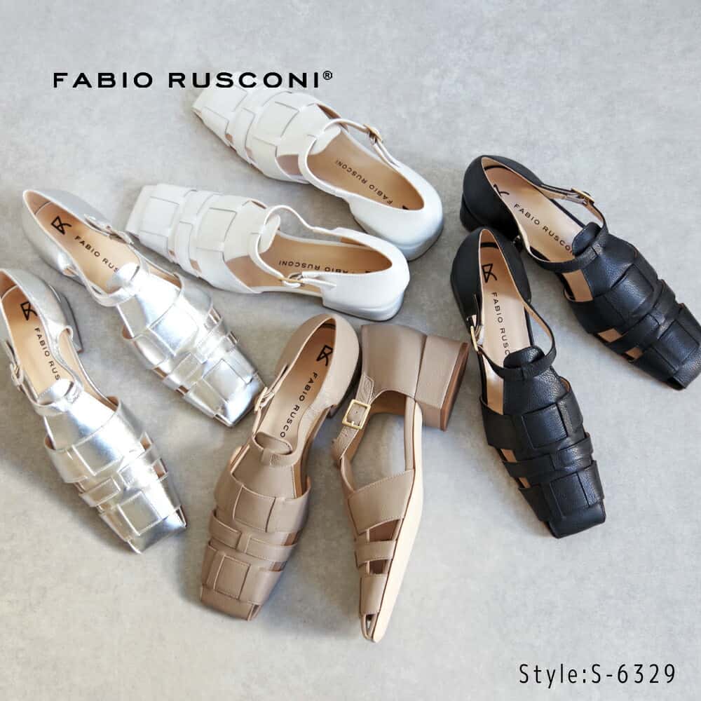 FABIO RUSCONI ファビオルスコーニ ミュール ストラップ グルカサンダル グルカ スクエアトゥ フラット 楽 ローヒール レディース 本革 レザー 黒 ブラック 白 ホワイト【6329】【2024】