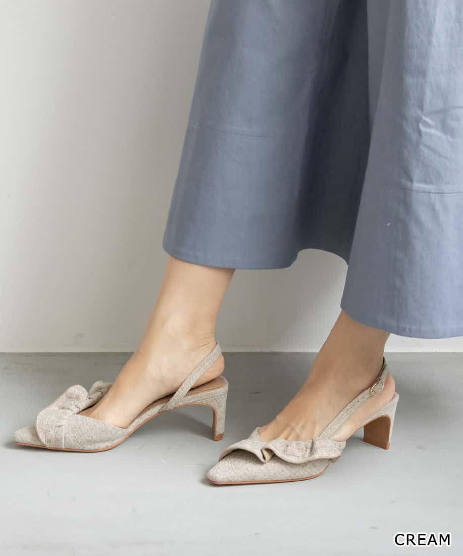 【50%OFF】【22.5cm〜25.5cm】RANDA/ランダ/フリルミュールパンプス/PD31062 Y2【23SS】▲△