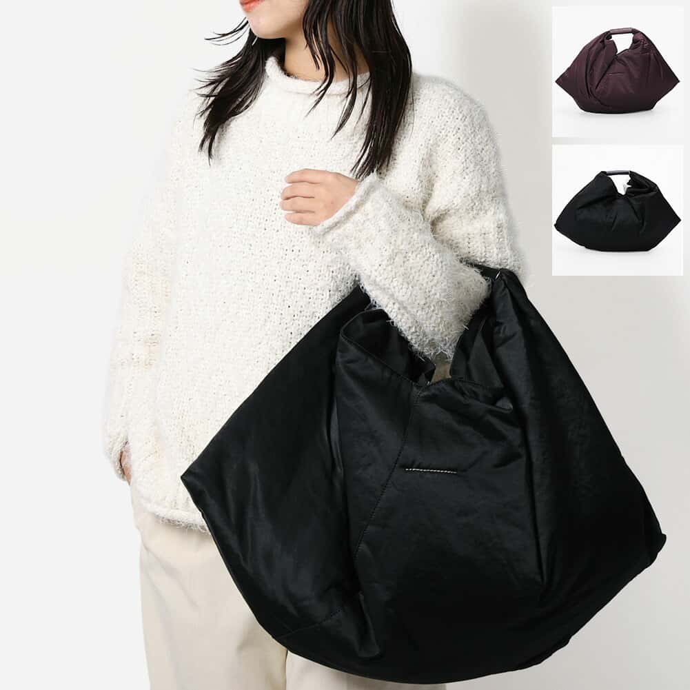 〈クーポン5%OFF〉エムエムシックス　メゾンマルジェラ／MM6　Maison Margiela "「ジャパニーズ」ドレープトート” トートバッグ　ショルダーバッグ(ブラウン　ブラック) SB5WC0019 P8487 T5075　T8013／FUDGE　BLACK[返品OK]