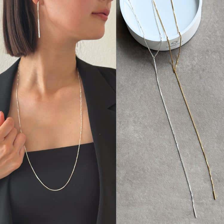 【SASKIA DIEZ サスキア ディツ】FINE 細目 FRINGE NECKLACE SILVER / GOLD ファイン シルバー / ゴールド フリンジ ネックレス Y字 ラリエット