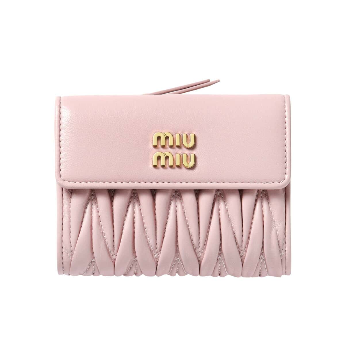 ミュウ ミュウ MIU MIU 二つ折り財布 レディース 5ML002 2FPP F0E18 MATELASSE マテラッセ ALABASTRO ピンク